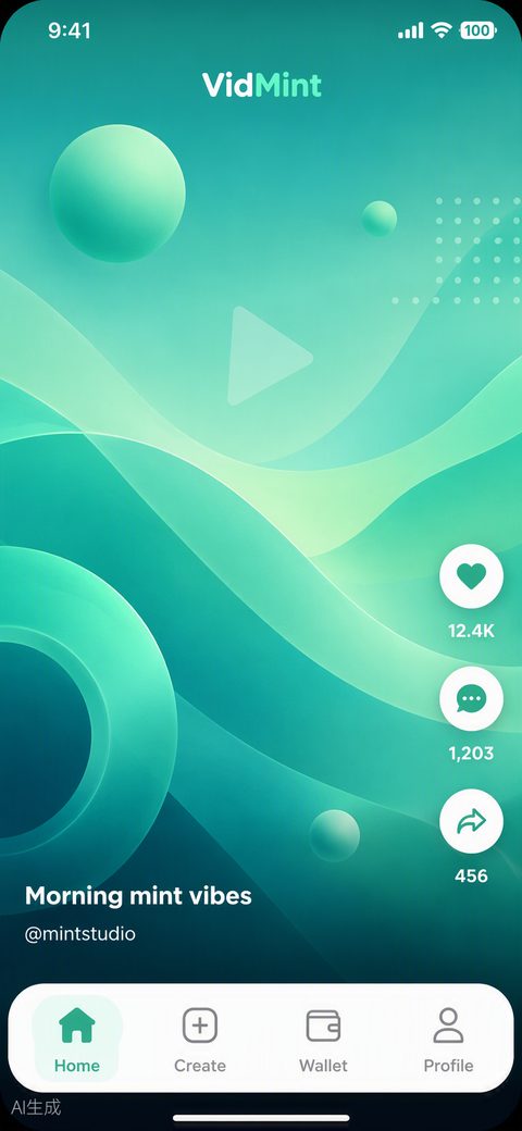 Feed de video corto de VidMint en iPhone: descubrimiento de video vertical fresco como la menta